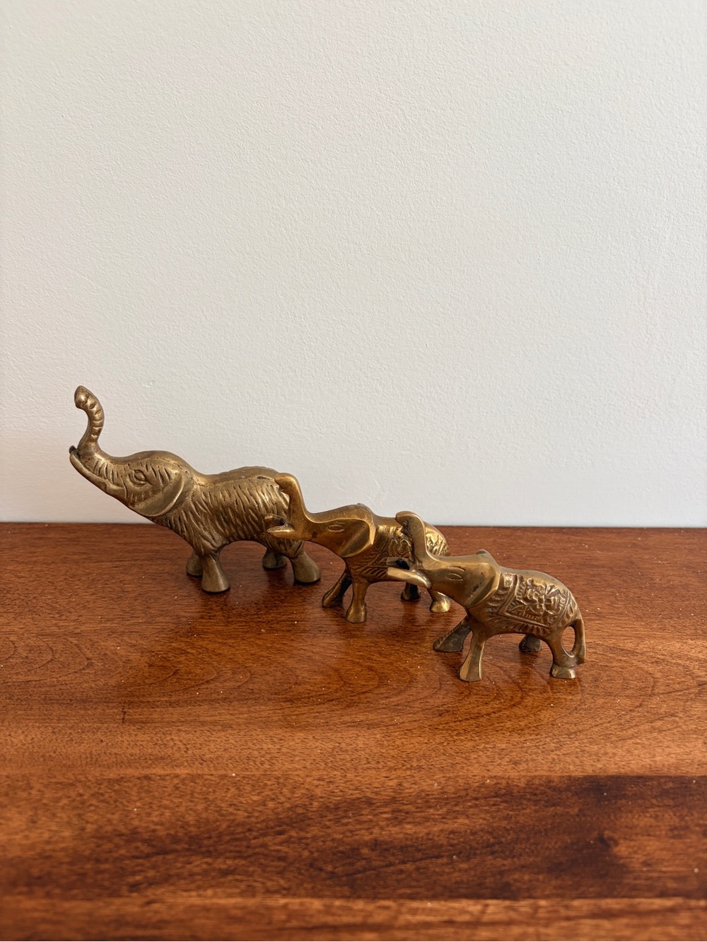 Brass Elephant Figurine Set Of 3